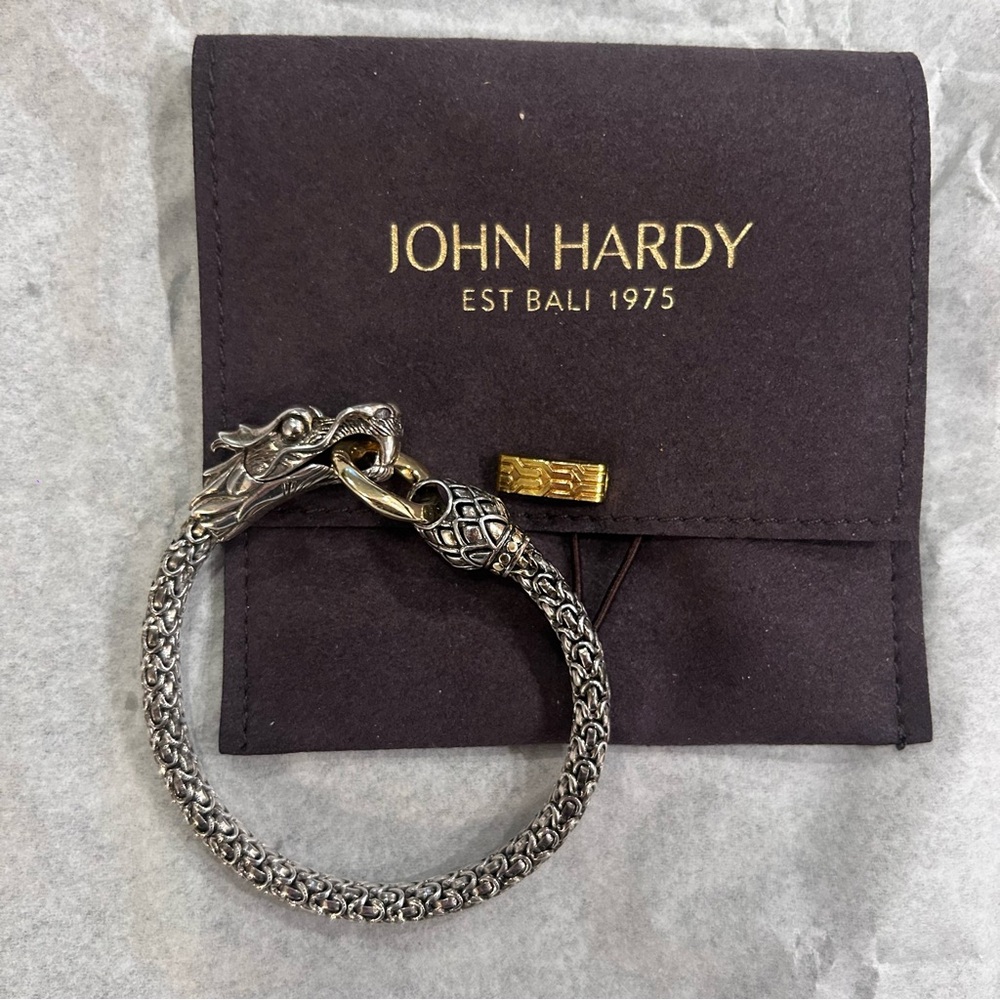 John Hardy dragon naga bracelet 18k gold & sterling silver authentic